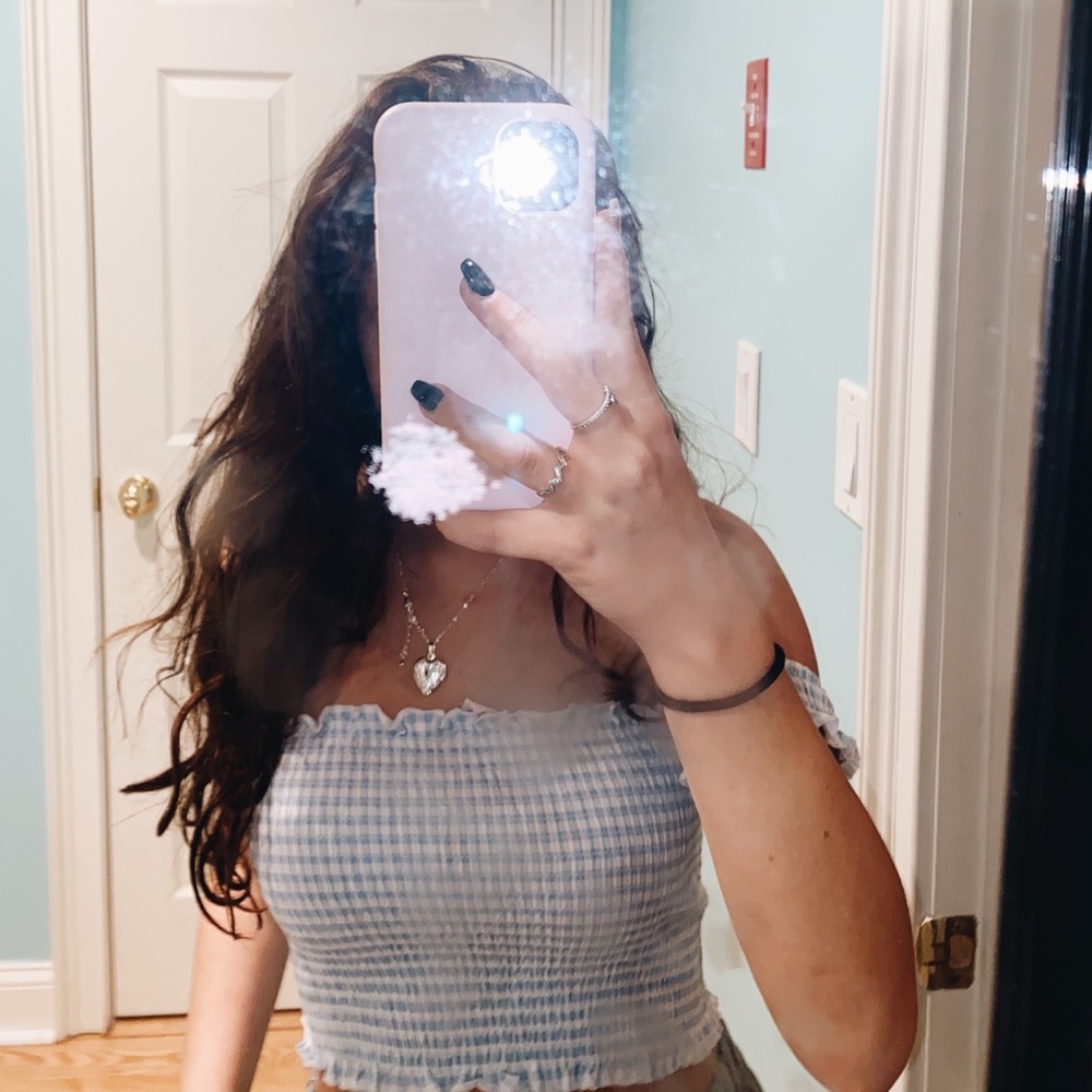 Cropped Blue and White Checkered